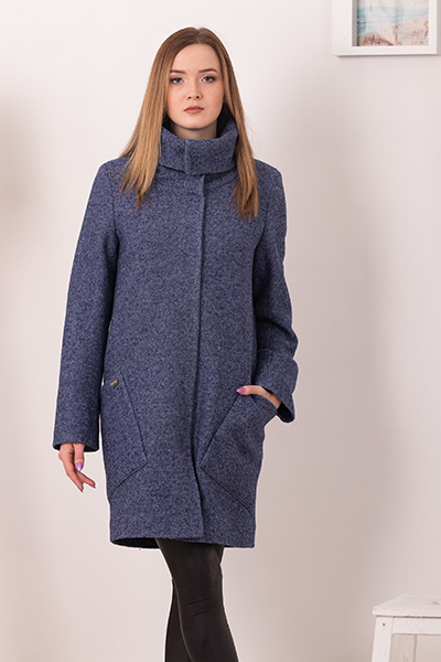 Outlet - Прямое пальто с накладными карманами 312 фиолет меланж